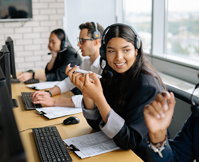 call center employees at work
