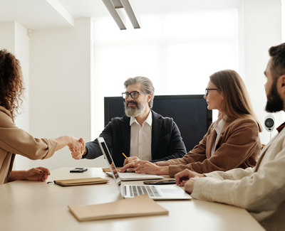 Business people around table